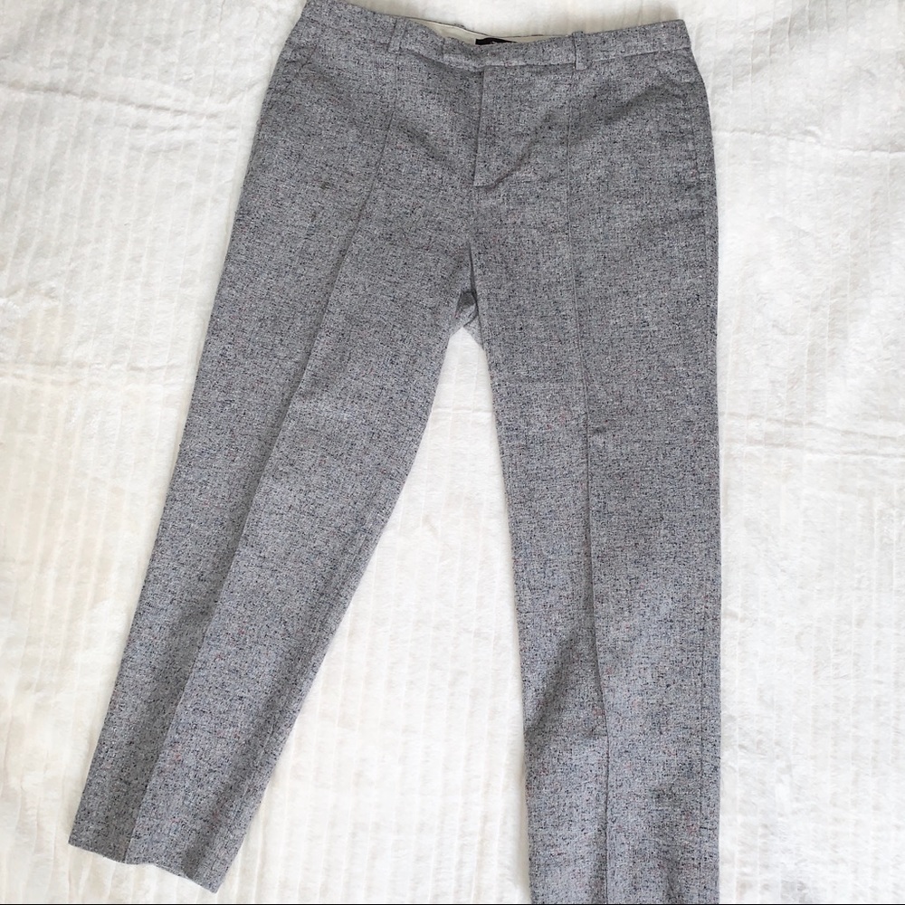 J. CREW grey melange front pleat crop trousers